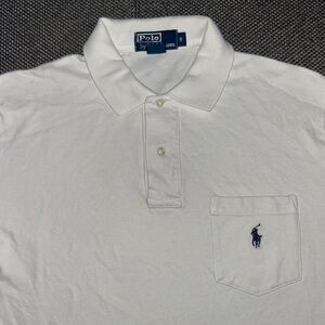 Vintage Polo Ralph Lauren Men's White Pocket Polo Shirt Small